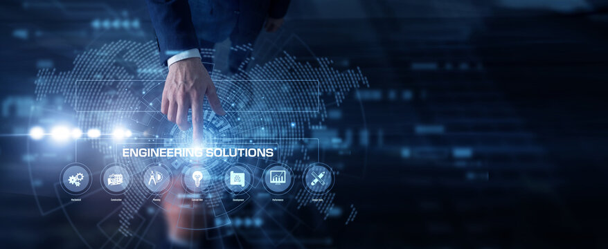 An Engineering Solutions expert engages a digital touch interface. Mapping total Engineering Solutions projects across a digital world map, building modern infrastructure worldwide.