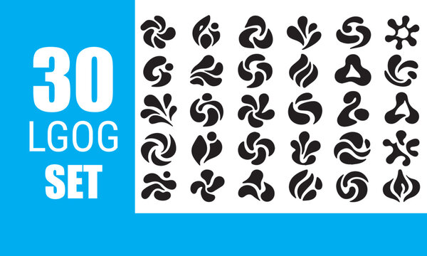 30 Modern Organic and Floral Abstract Logo Design Templates Vector Set.