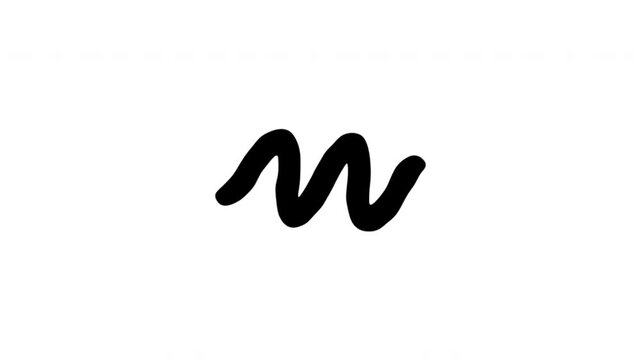 Wavy Line For Movement And Direction Hand Drawn Doodle Animation With Alpha Channel. Squiggle Mark And Emphasis Accent, Transparent Background. 4K Loop Hand Drawn Icon.