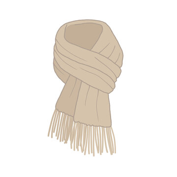 Beige winter scarf vector illustration isolated on transparent background