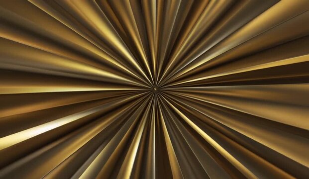 premium abstract motion background featuring an elegant radial fan pattern crafted from finely detailed golden and bronze metallic geometric panels