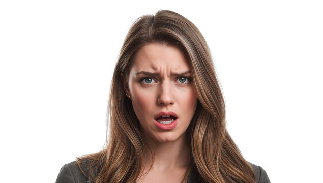 Portrait of Shocked and Confused Young Woman with Open Mouth Expression Isolated