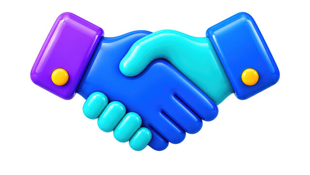 3D rendered handshake icon isolated on transparent background