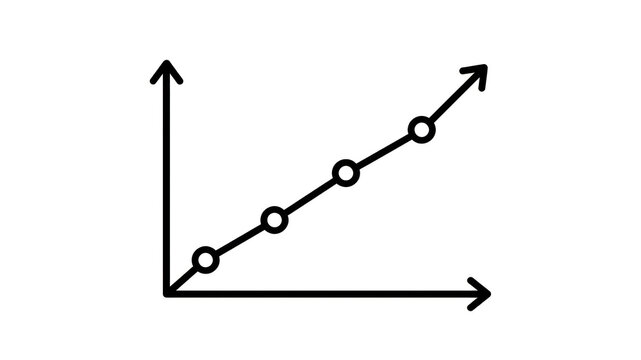 Black line graph showing upward growth trend isolated on a