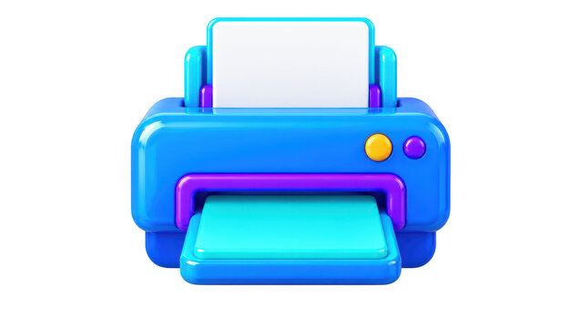 3D blue printer icon isolated on transparent background