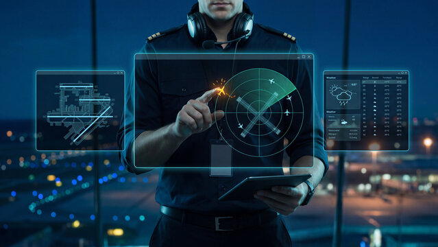 Aviation safety, aircraft routing and air traffic control tower workflow with interactive radar and runway interface