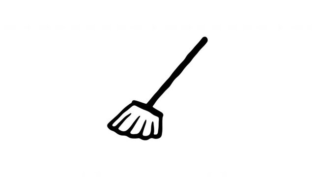 Hand Rake For Garden Cleanup And Soil Cultivation Hand-Drawn Doodle Animation On Transparent Background. Garden Tool And Yard Maintenance. Seamless Animated Icon. 4K Video Overlay Element.