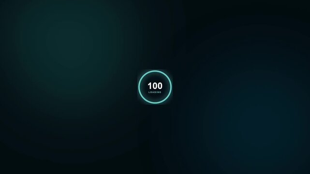 Loading Interface Visuals Minimalistic Dark Background with Centered Neon Progress Indicator