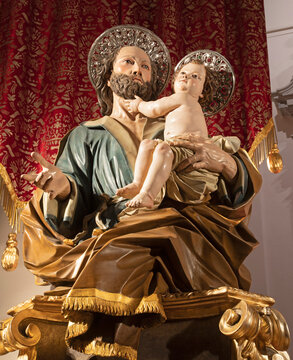 Salerno - The baroqe bust of St. Joseph in the Cathedral of St. Matthew by unknown artist.