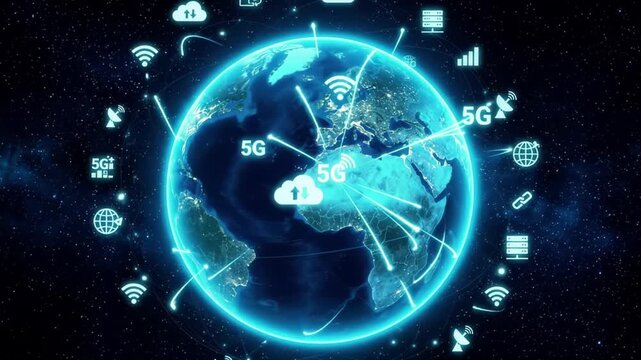 Global 5g network communication and data connection technology