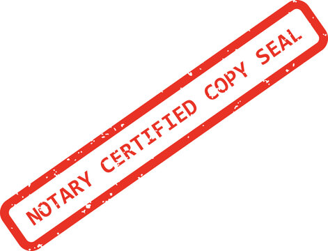 A red rubber stamp with the text notary certified copy seal, isolated on a white background, de