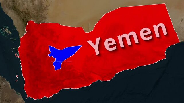 Map of Yemen zooming into Marib province video footage clip