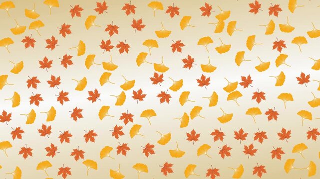 Seamless pattern background featuring red maple leaves and yellow ginkgo biloba foliage over a warm gradient backdrop. Ideal for autumn sales, Thanksgiving cards, and seasonal designs