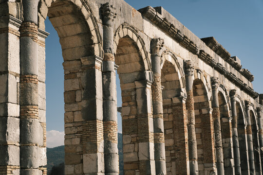 Majestic Roman Arches and Stone Colonnade at Volubilis Morocco 