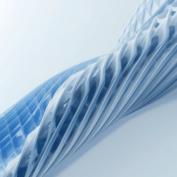 Abstract futuristic white and blue architectural wave design perfect for modern backdrop.