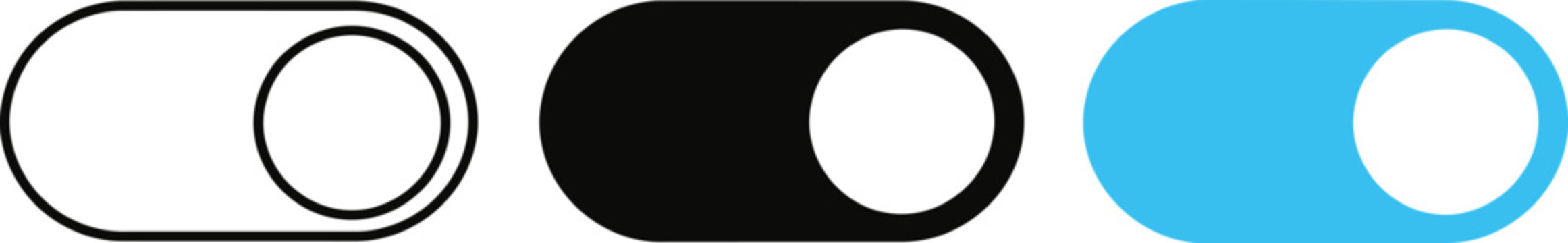 Toggle Switch UI Icon Set in Outline, Black and Blue Styles