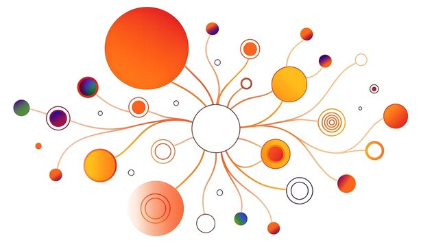 Colorful abstract network diagram with connected circles and lines Vector