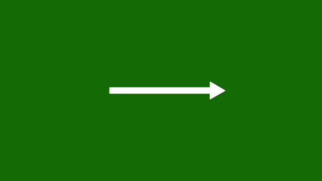 Arrow animation on transparent background, Indicator arrow animation on transparent background, Straight line animated arrow with alpha channel.