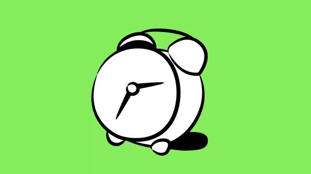 Ringing Alarm Clock Animation on Green Background