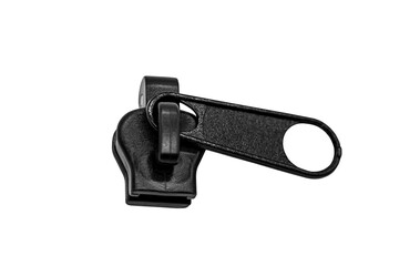 One black metallic zip slider isolated, product for tailer and industry © M.Dörr & M.Frommherz