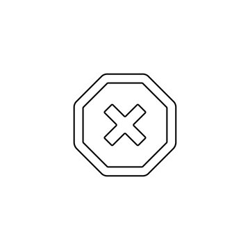 Error Symbol Line Icon, Wrong Mark Octagon Sign, Invalid Action Vector Illustration