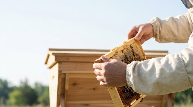 Beekeeping honeycomb beekeeper hive honey food security solutions support careful apiculture and sustainable agriculture for local community
