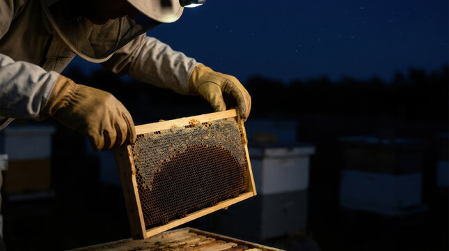 Beekeeping honeycomb food security solutions support hive inspection at night