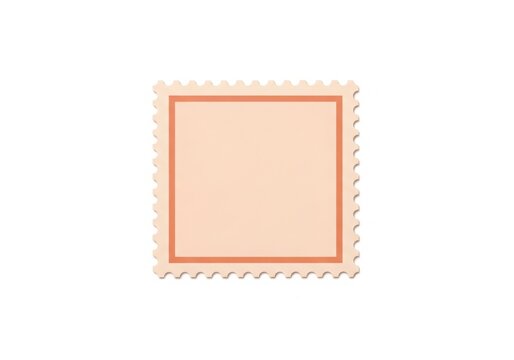 Minimalist plain pink postage stamp with scalloped edges