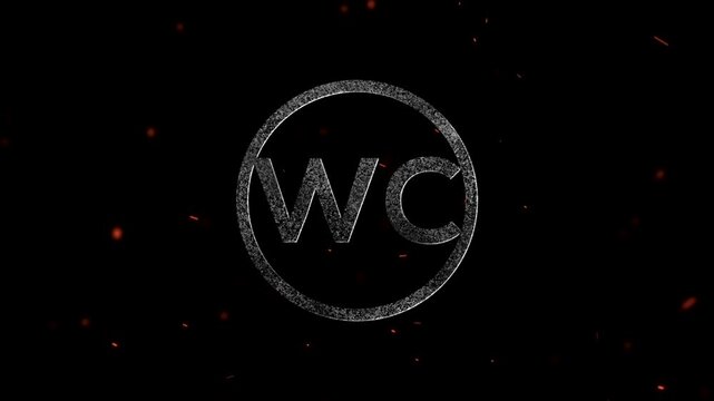 Abstract artistic logo design with the letters wc inside a circular frame on a gritty textured background