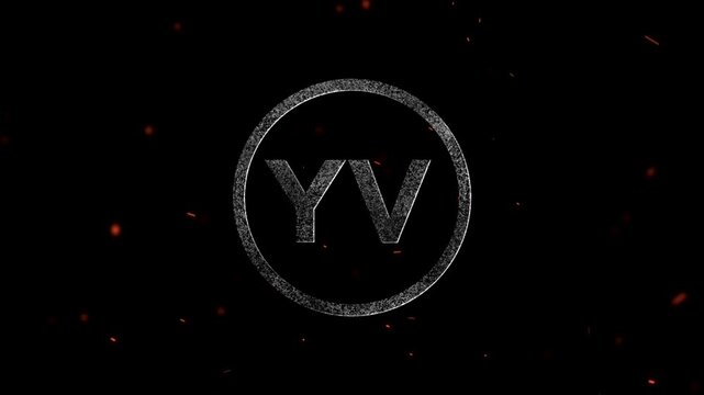 Abstract artistic symbol with letter YV inside a glowing circular frame