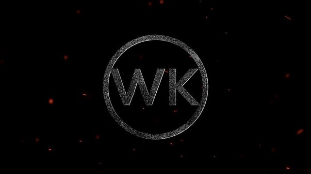 Letters WK inside a glowing circle with particles