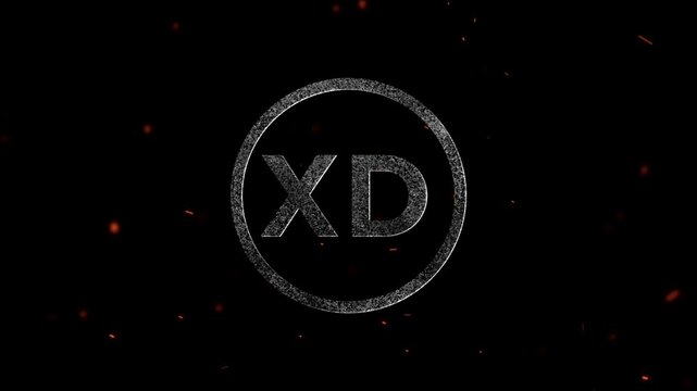 The letters xd written inside a circular frame with particle effects