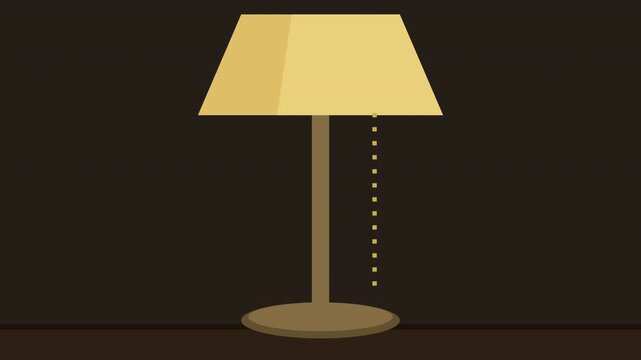 A looping 2D vector-style animation of a table lamp with a pulling chain switch. The light cones turn on and off in a seamless cycle. Clean graphic asset.