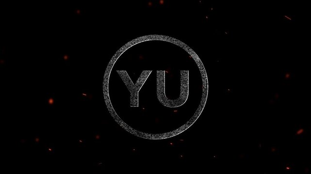 The letters YU inside a glowing circle with particles floating around