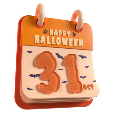 3D calendar icon for halloween celebration october 31st