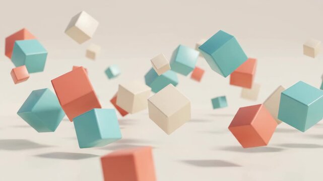 A collection of floating multicolored cubes against a neutral background. Concept of modern design, abstract art, and digital creativity, ideal for technology and design projects. Generative AI.
