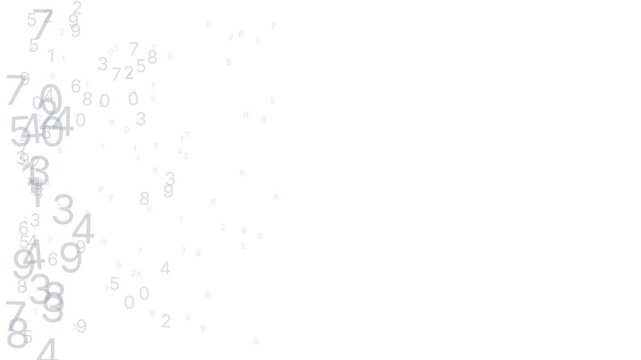 Floating digits and numbers in white, abstract math pattern for finance, education, data analysis, and scientific research presentations