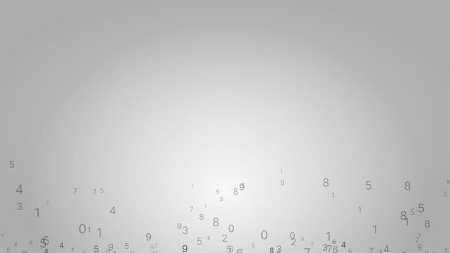 Floating random numbers composition on gray gradient, mathematics and data visualization overlay for business or educational design