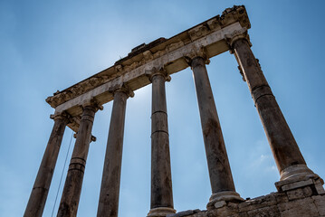Close-Up of the Ancient Arches of the Temple of Saturn, Rome © imagoDens
