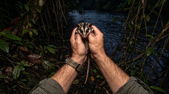 wild water opossum encounter