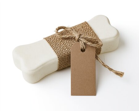 Dog Bone Soap Wrapped in Burlap with Kraft Tag