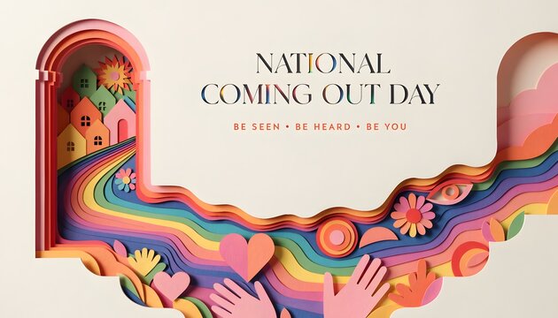 Paper craft illustration for national coming out day awareness