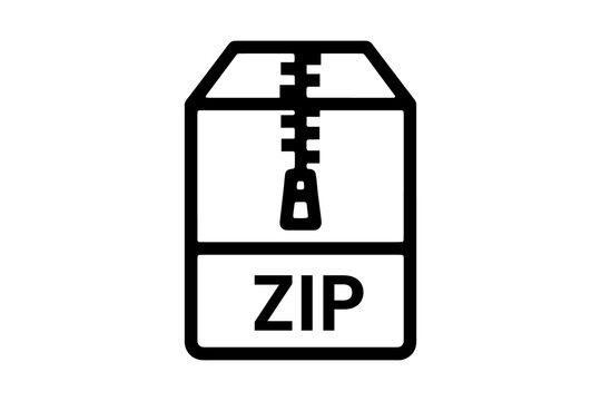 Zip file icon isolated on transparent background, flat vector graphic for data compression and archive storage