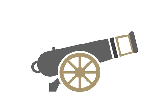 Cannon artillery weapon icon isolated on white background, flat vector illustration