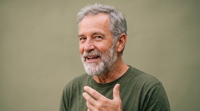 Senior content creators share their lifestyle online. A sincere older man talks passionately to his online audience about environmental topics.