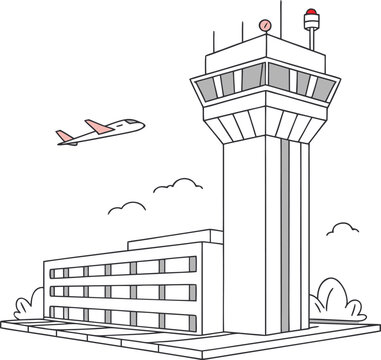 airport control tower silhouette vector illustration	