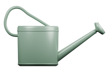 Sage green metal watering can, front view, isolated © Nithin