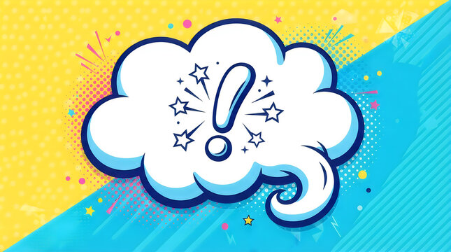 Comic cloud speech bubble with exclamation mark