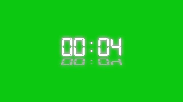 Countdown digital clock animation 10 to 0 second. Animation of glowing 10 to 0 second countdown timer with LED light effect. Countdown from high to low.