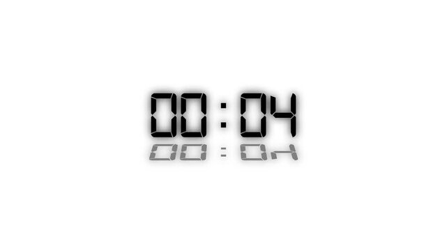 Countdown digital clock animation 10 to 0 second. Animation of glowing 10 to 0 second countdown timer with LED light effect. Countdown from high to low.